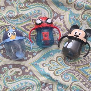 Kids Character Sippy Cup Set - Blue, Red, Black